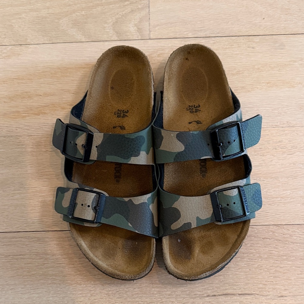 Birkenstock Kids Double-Strap Sandals in Green Camo